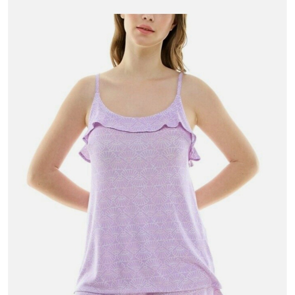 Jenni Intimates spaghetti cami yellow purple tank sleep top shirt large